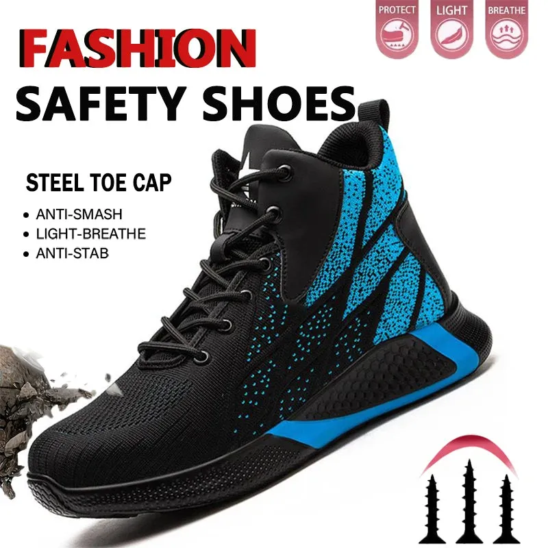 Men's Work Shoes Steel Toe Anti-Puncture Safety Shoes Man Comfortable Lightweight Fashion Men's Safety Shoes Men's Work Boots