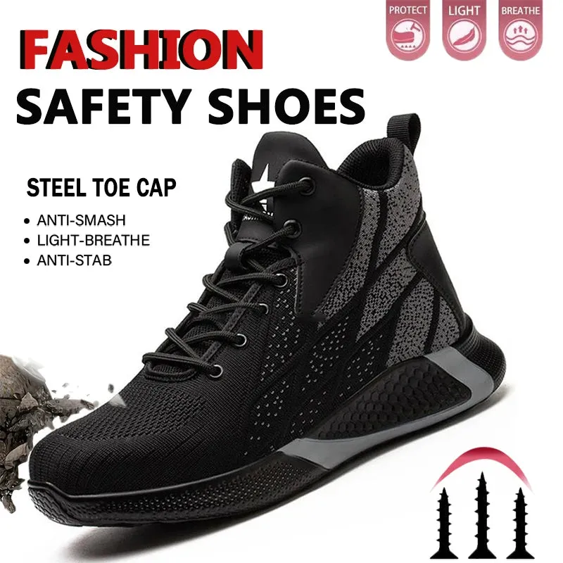 Men's Work Shoes Steel Toe Anti-Puncture Safety Shoes Man Comfortable Lightweight Fashion Men's Safety Shoes Men's Work Boots