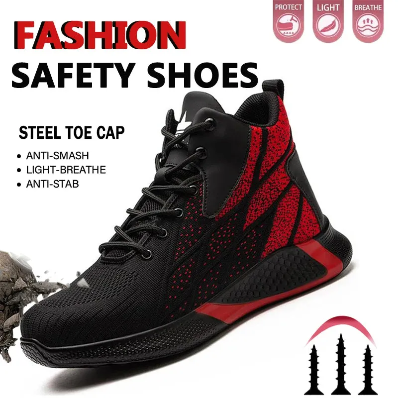 Men's Work Shoes Steel Toe Anti-Puncture Safety Shoes Man Comfortable Lightweight Fashion Men's Safety Shoes Men's Work Boots