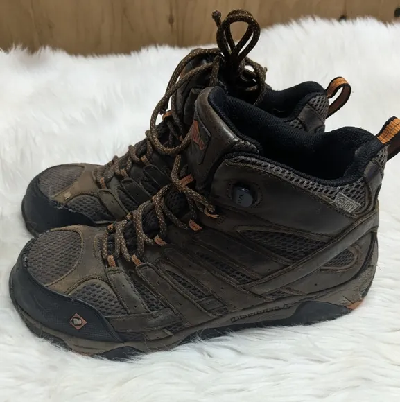 MERRELL Men's MOAB 2 VERTEX MID Waterproof Composite Toe Work Boot Brown Size 9