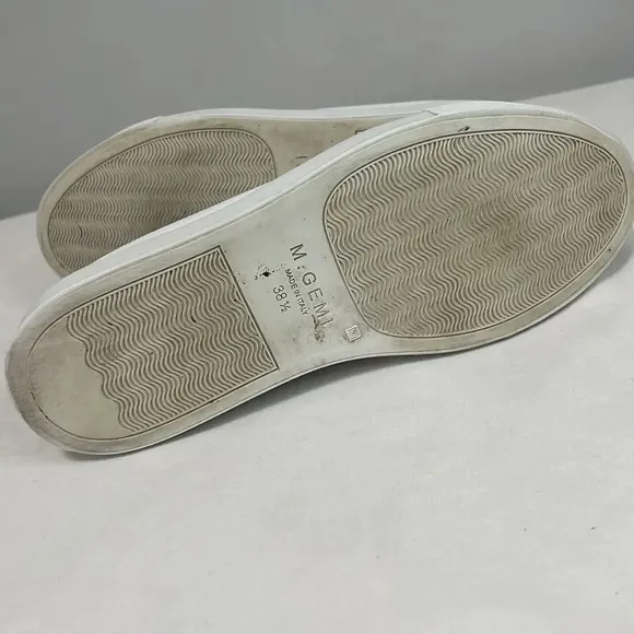M. Gemi The Palestra White Leather Lace Up Sneakers size 38 1/2 made in Italy