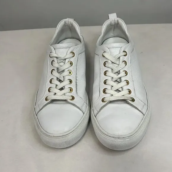 M. Gemi The Palestra White Leather Lace Up Sneakers size 38 1/2 made in Italy