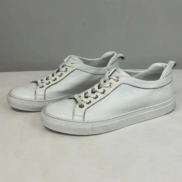 M. Gemi The Palestra White Leather Lace Up Sneakers size 38 1/2 made in Italy