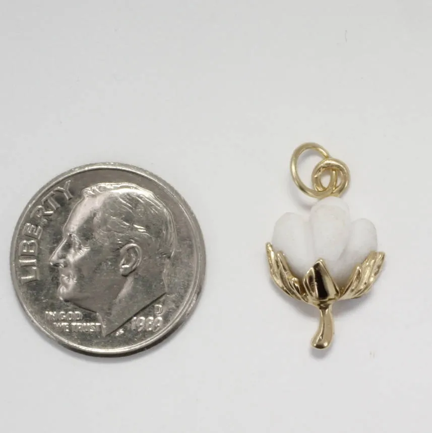 Miniature Boll Gold Cotton Boll Charm with white Boll