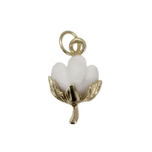 Miniature Boll Gold Cotton Boll Charm with white Boll