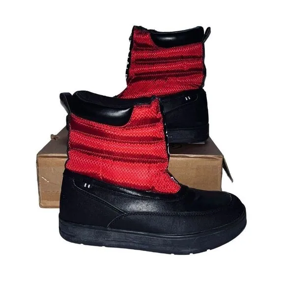 NAUTICA Men's Maten Weather Resistant Snow Zipper Insulated Duck Boot Sz 7 Red