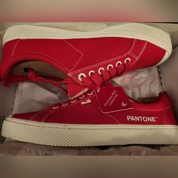 New Cariuma X Pantone Viva Magenta OCA Low Canvas Contrast Thread Sneaker 10M