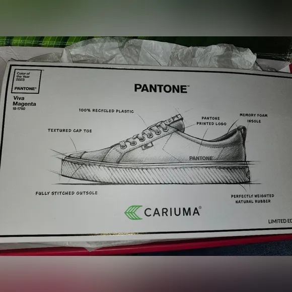 New Cariuma X Pantone Viva Magenta OCA Low Canvas Contrast Thread Sneaker 10M