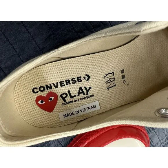 NEW CONVERSE x COMME DES GARCONS PLAY‎ CHUCK 70 &quot;EGRET RED MIDSOLE&quot; US MEN'S 10