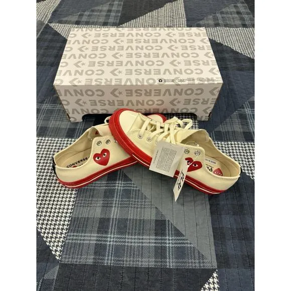 NEW CONVERSE x COMME DES GARCONS PLAY‎ CHUCK 70 &quot;EGRET RED MIDSOLE&quot; US MEN'S 10