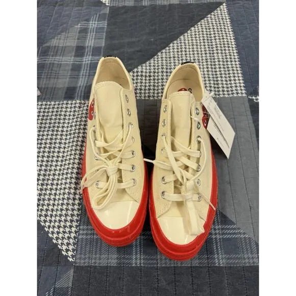 NEW CONVERSE x COMME DES GARCONS PLAY‎ CHUCK 70 &quot;EGRET RED MIDSOLE&quot; US MEN'S 10