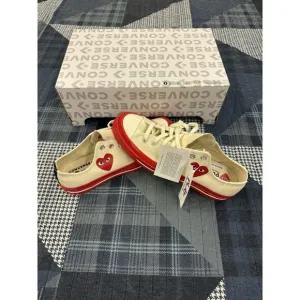 NEW CONVERSE x COMME DES GARCONS PLAY‎ CHUCK 70 &quot;EGRET RED MIDSOLE&quot; US MEN'S 10