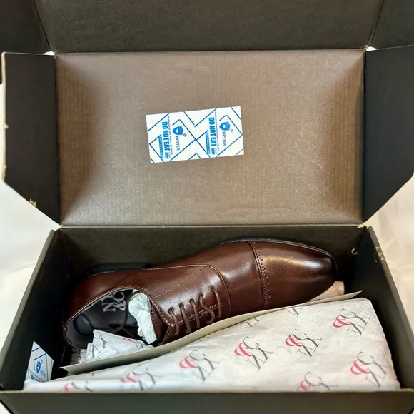 New NYC Mens DAMIAN Faux Leather Cap toe Oxfords Dress Shoes / Sz 8