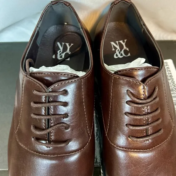 New NYC Mens DAMIAN Faux Leather Cap toe Oxfords Dress Shoes / Sz 8