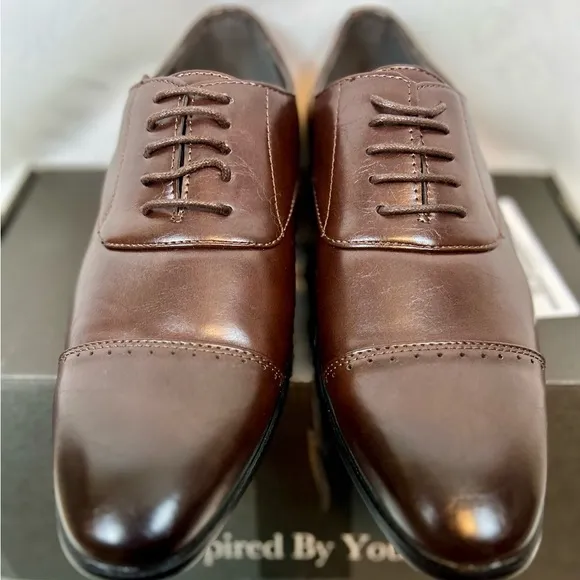 New NYC Mens DAMIAN Faux Leather Cap toe Oxfords Dress Shoes / Sz 8