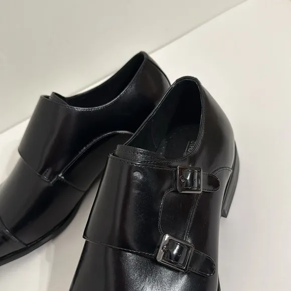 NEW STACY ADAMS Gordon Toe Monk Strap Dress Shoes Men 11M Black Patent Leather