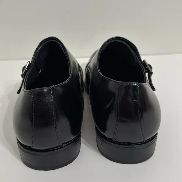 NEW STACY ADAMS Gordon Toe Monk Strap Dress Shoes Men 11M Black Patent Leather