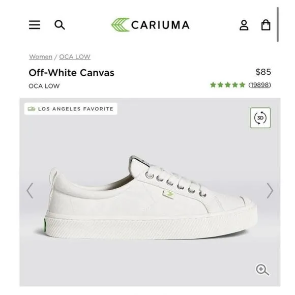 NIB! Cariuma OCA Low Off-White Canvas Sneaker - Size 9.5