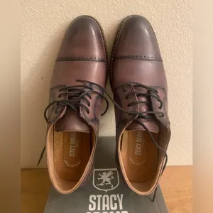 NIB Stacy Adams Flemming Grey Leather Dress Oxford Shoes