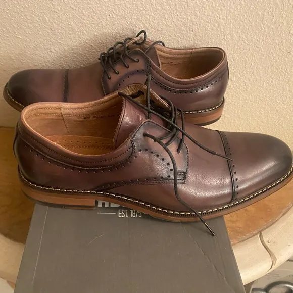 NIB Stacy Adams Flemming Grey Leather Dress Oxford Shoes