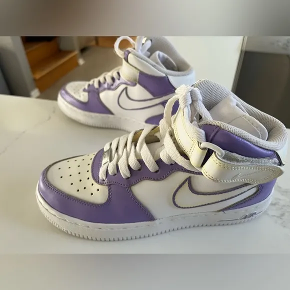 Nike AF1 mid 06 GS white with custom paint.  Boys youth size 5.5/womens 7.5