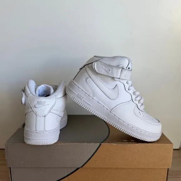 Nike Air Force 1 Mid ‘Triple White’ Kids Sneakers - SZ 1 Y