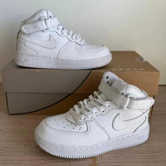 Nike Air Force 1 Mid ‘Triple White’ Kids Sneakers - SZ 1 Y