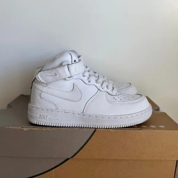 Nike Air Force 1 Mid ‘Triple White’ Kids Sneakers - SZ 1 Y