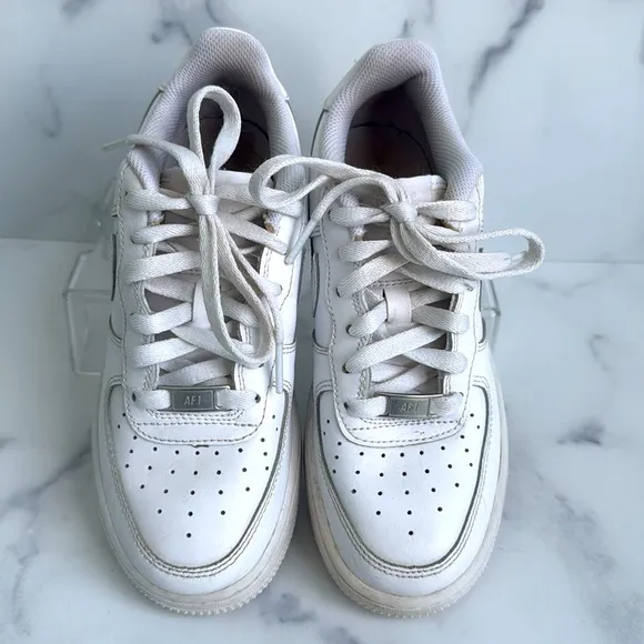 Nike Air Force 1 White Leather Shoes DH2920-111 Size 4Y Unisex