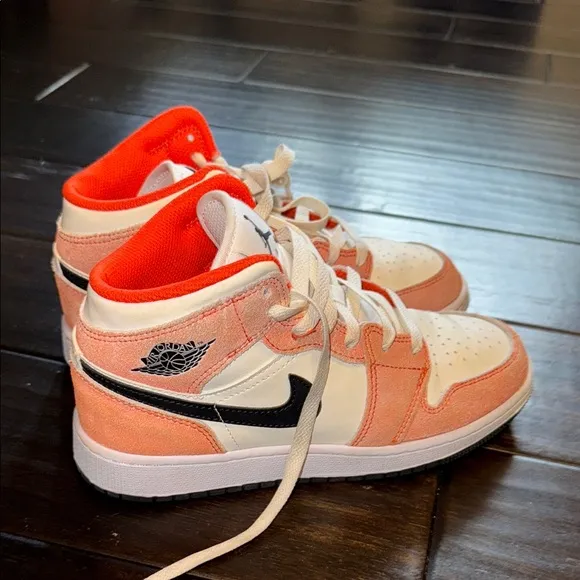 Nike Air Jordan Mid Peach and White Sneakers