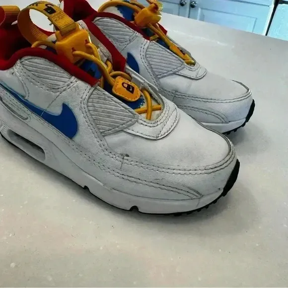 Nike Air Max 90 Toggle Slip On Kids Unisex White Yellow Blue Size 5C