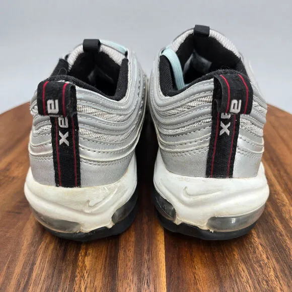 Nike Air Max 97 Shoes Youth 7Y Silver Bullet Leather Lace Up Athletic Sneakers