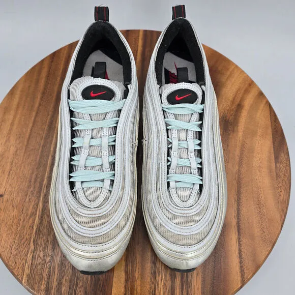 Nike Air Max 97 Shoes Youth 7Y Silver Bullet Leather Lace Up Athletic Sneakers