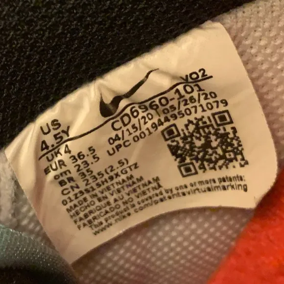 Nike Air Force 1 React Grade School CD6960-101 Sz 4.5Y (Youth) Sneakers Low Top