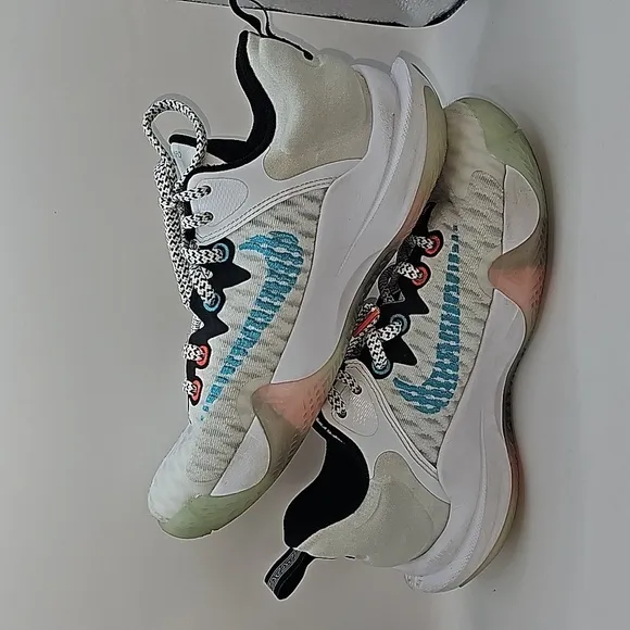 Nike Giannis Immortality Force Field Sneakers White Turquoise Blue Clear  4.5y
