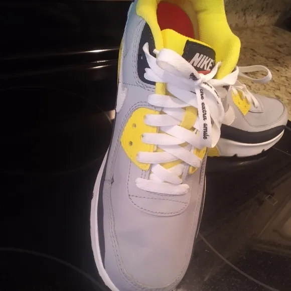 NIKE Gray and Yellow Sneakers with Smiley Face