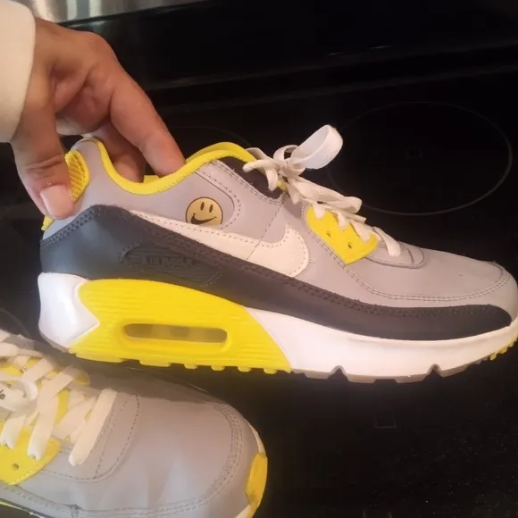 NIKE Gray and Yellow Sneakers with Smiley Face