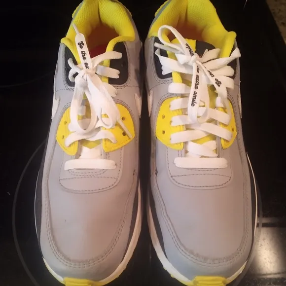 NIKE Gray and Yellow Sneakers with Smiley Face