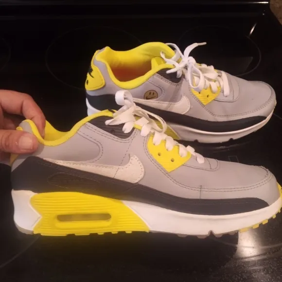 NIKE Gray and Yellow Sneakers with Smiley Face