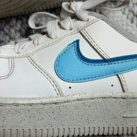NIKE  Kids Air Force 1 LV8 GS Sail/Chill Blue. YouthUnisex- Sneakers  (3.5)Yrs.