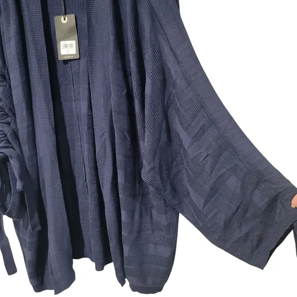 Nwt LUCKY BRAND Cinched Sleeve Navy Cardigan, Gently Used, Size L