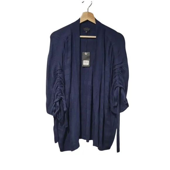 Nwt LUCKY BRAND Cinched Sleeve Navy Cardigan, Gently Used, Size L