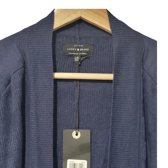 Nwt LUCKY BRAND Cinched Sleeve Navy Cardigan, Gently Used, Size L