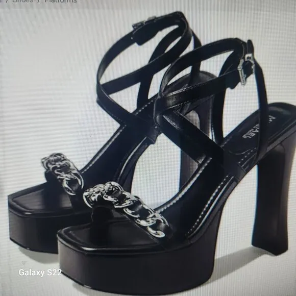 NWT Michael Kors Black Paola Chain Platform Black Leather 9.5. NIB