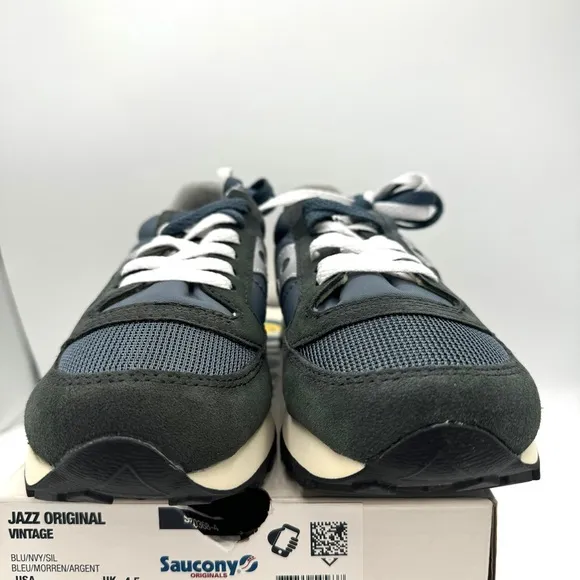 NWT Saucony Jazz Vintage Classic Sneakers Navy Blue White Silver Original Shoes
