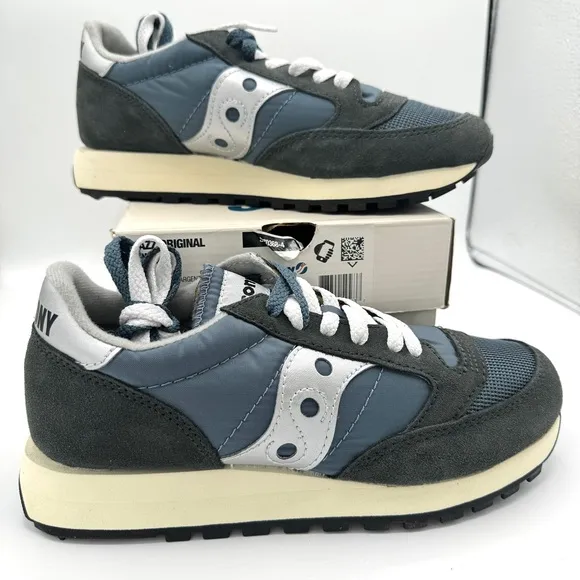 NWT Saucony Jazz Vintage Classic Sneakers Navy Blue White Silver Original Shoes