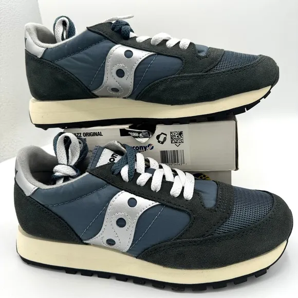 NWT Saucony Jazz Vintage Classic Sneakers Navy Blue White Silver Original Shoes