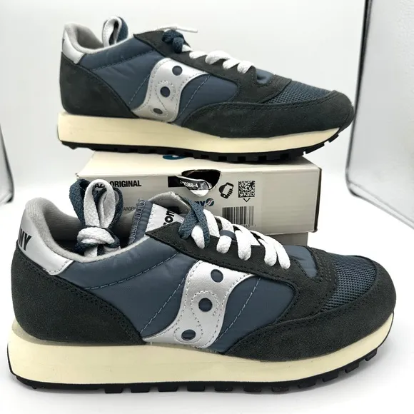 NWT Saucony Jazz Vintage Classic Sneakers Navy Blue White Silver Original Shoes