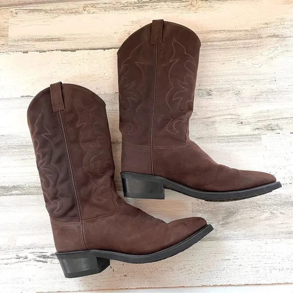 Old West Men’s Size 8.5D Oil Tan Western/Work Boots Pullover On Round Toe