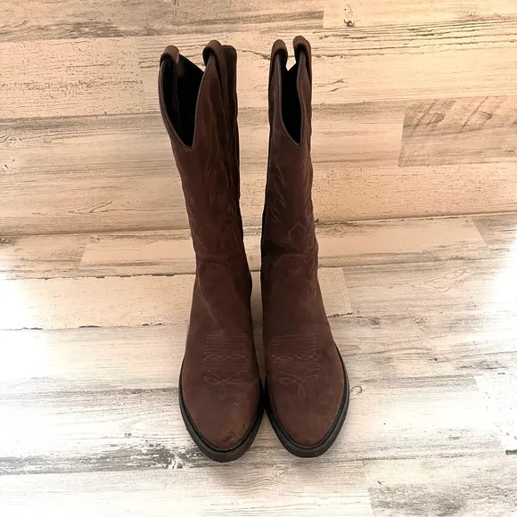 Old West Men’s Size 8.5D Oil Tan Western/Work Boots Pullover On Round Toe
